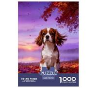 1000 Piece Cavalier King Charles Spaniel Jigsaw Puzzles for Adults - Challenging Game, Red Leaves Puzzle, Home Decoration Unique Gift 70x50cm/1000pcs