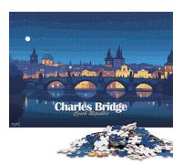 1000 Piece Charles Bridge, Czech Republic at Night Puzzles for Adults Paper Puzzles Educational Game for Children As A 38x26cm/1000pcs