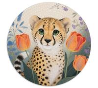 1000 Piece Cheetah Cub Jigsaw Puzzle for Adults - Family-Friendly Brain Teaser, Orange Tulips Puzzle, Home Decoration Unique Gift 1000pcs (67.5x67.5cm)