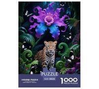 1000 Piece Cheetah Jigsaw Puzzles for Adults Kids Challenge Toy Educational Games Decoration Cheetah Exotic Flowers Jigsaws Gifts 38x26cm/1000pcs