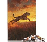 1000 Piece Cheetah Leap at Sunset Jigsaw Puzzles for Adults Puzzles for Adults Puzzles Unique Home Decor And Gifts 1000pcs (38x26cm)