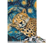 1000 Piece Cheetah Sleeping in Starry Night Style Jigsaw Puzzles for Adults Paper Puzzle Jigsaws for Adults 1000pcs (75x50cm)