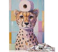 1000 Piece Cheetah with Toilet Paper Jigsaw Puzzle for Adult Teenagers Puzzles for Adults Puzzles Home Educational Games DIY Toys 1000pcs (75x50cm)