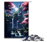 1000 Piece Cherry Blossom Falls Puzzles Gifts Jigsaw Puzzles for Adults Christmas Wishlist with Santa Claus for Teenager Age 14 Up 1000 PCS(75x50cm)