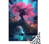 1000 Piece Cherry Tree Bridge Jigsaw Puzzles for Adult Teenagers Paper Puzzles Sustainable Puzzle for Adults | Games 1000pcs (38x26cm)