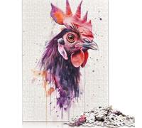 1000 Piece 'Chicken Watercolor Creative Square Jigsaw Puzzles for Adults & Wooden Puzzles Educational Toys 1000pcs (75x50cm)
