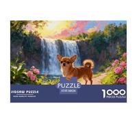 1000 Piece Chihuahua Jigsaw Puzzle for Adults Kids - Family-Friendly Brain Teaser, Flower Waterfall Puzzle, Decoration Birthday Gifts 38x26cm/1000pcs
