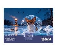 1000 Piece Chihuahua Jigsaw Puzzle for Adults Kids - Family Fun, Family Game, Glacier Lighthouse Puzzle, Home Decoration Unique Gift 70x50cm/1000pcs