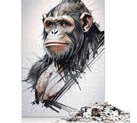 1000 Piece Chimpanzee Portrait Jigsaw Puzzle for Adult Teenagers Paper Puzzle Jigsaws for Adults Family Entertainment Toys 38x26cm/1000pcs