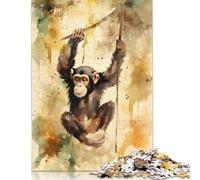 1000 Piece Chimpanzee Watercolor Painting Jigsaw Puzzles for Adult Teenagers Puzzle Jigsaws for Adults Jigsaw Puzzles for Adults 1000pcs (75x50cm)