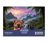 1000 Piece Chinese Shar-Pei Jigsaw Puzzle for Adults - Family-Friendly Brain Game, Mountain Waterfall Puzzles, Decoration Gifts 52x38cm/1000pcs