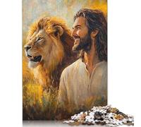 1000 Piece Christian Lion Jigsaw Puzzle for Adult Teenagers Wood Jigsaw Puzzles Educational Game Challenge Toy Birthday Gifts 1000pcs (75x50cm)