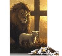 1000 Piece Christian Lion Jigsaw Puzzles for Adult Teenagers Wooden Puzzles For Family Fun & Game Night 1000pcs (75x50cm)