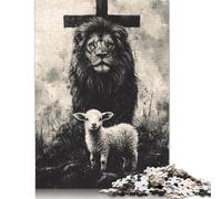 1000 Piece Christian Lion Jigsaw Puzzles for Adults Wooden Puzzle for Adults And Teenager Educational Puzzle 1000pcs (75x50cm)
