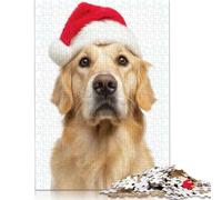1000 Piece Christmas Golden Retriever with Santa Hat Jigsaw Puzzlesfor Adults Teenagers Puzzles for Adults& Teenagers Age 12 Years Up 1000pcs (75x50cm)