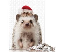 1000 Piece Christmas Hedgehog with Santa Hat Puzzle Wooden Puzzle for Adults And Teenager Home Educational Games DIY Toys 1000pcs (75x50cm)