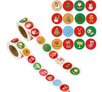 1000-Piece Christmas Sticker Collection, Festive Round Labels Featuring Santa, Reindeer & Snowman Designs, Perfect for Craft Projects, Scrapbooking, Gift Wrapping & Holiday Decorations (2 Unique Patte
