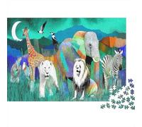 1000 Piece Classic Animal World Jigsaw Puzzle for Adults, Sturdy Cardboard, A Colorful Animal World Inspired by Artistic Collage Stress Relief Brain Training Gift, 38x26cm/1000pcs