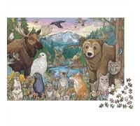 1000 Piece Classic Animal World Jigsaw Puzzle for Adults, Sturdy Cardboard, A Detailed Wildlife Gathering in A Peaceful Forest Stress Relief Brain Training Gift, 70x50cm/1000pcs