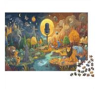 1000 Piece Classic Animal World Jigsaw Puzzle, Thick Cardboard, A Magical Animal World Gathering Under The Moonlight Relaxing Indoor Leisure, Gift for Adults, 52x38cm/1000pcs