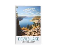 1000 Piece Classic Jigsaw Puzzle，Devils Lake North Dakota Challenging Puzzles, Puzzle Game for The Whole for Women, Gifts for Men, Theme 38x26cm