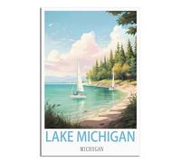 1000 Piece Classic Jigsaw Puzzle，Lake Michigan Challenging Puzzles, Puzzle Game for The Whole for Women, Gifts for Men, Theme 50x70cm