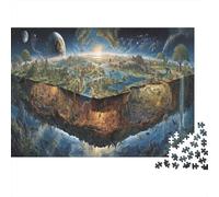 1000 Piece Classic Planet Earth Jigsaw Puzzle, Thick Cardboard, A Surreal Floating Earth in A Cosmic Fantasy World Relaxing Indoor Leisure, Gift for Adults, 38x26cm/1000pcs