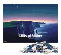 1000 Piece Cliffs of Moher, Ireland at Night Creative Square Jigsaw Puzzles for Adults & Wooden Puzzles Stress Relief Puzzle Games And Unique 1000pcs (75x50cm)