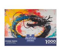 1000 Piece Colored Dragon Game Puzzle for Adults Gifts Educational Games Home Decors Brainteasing Fantasy Creature Jigsaw Puzzle for Women Men Adult 38x26cm/1000pcs