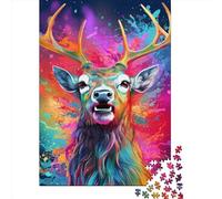 1000 Piece Colorful Art Elk Jigsaw Puzzles for Adult Teenagers Wooden Puzzles Sustainable Puzzle for Adults | Games 1000pcs (75x50cm)
