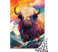 1000 Piece Colorful Art Yak Puzzle For Adults | Large Jigsaw Puzzle with Premium & Durable Wooden Block Pieces with Precise Interlocking Design 1000pcs (75x50cm)