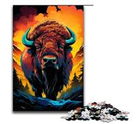 1000 Piece Colorful Bison's Colorful Psychedelic Jigsaw Puzzle Fun Jigsaw Puzzle for The Family Great Gift for Anime Fans 1000 Pieces Adult Gift