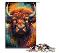 1000 Piece Colorful Bison's Colorful Psychedelic Jigsaw Puzzle Fun Jigsaw Puzzle for The Family Great Gift for Anime Fans 1000 Pieces Adult Gift