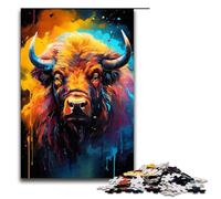 1000 Piece Colorful Bison's Colorful Psychedelic Jigsaw Puzzle Fun Jigsaw Puzzle for The Family Great Gift for Anime Fans 1000 Pieces Adult Gift