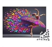 1000 Piece Colorful Butterfly Ballerina Jigsaw Puzzle Thickened Cardboard High-Definition Dance Art Adult Puzzle for Family Fun and Home Decoration 70x50cm/1000pcs