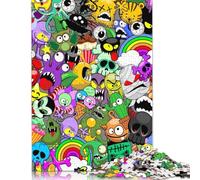 1000 Piece Colorful Cartoon Monsters Jigsaw Puzzle for Adult Teenagers Wood Jigsaw Puzzles Educational Game Challenge Toy Birthday Gifts 1000pcs (75x50cm)