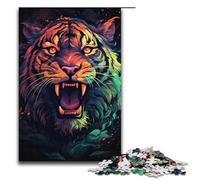 1000 Piece Colorful Colorful Exotic Tiger Jigsaw Puzzle Fun Jigsaw Puzzle for The Family Great Gift for Anime Fans 1000 Pieces Adult Gift