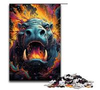1000 Piece Colorful Colorful Hippopotamus Jigsaw Puzzle Fun Jigsaw Puzzle for The Family Great Gift for Anime Fans 1000 Pieces Adult Gift