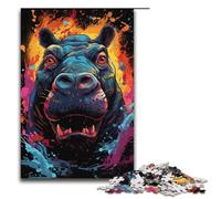 1000 Piece Colorful Colorful Hippopotamus Jigsaw Puzzle Fun Jigsaw Puzzle for The Family Great Gift for Anime Fans 1000 Pieces Adult Gift