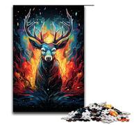 1000 Piece Colorful Colorful Psychedelic Deer in The Storm Jigsaw Puzzle, Fun Jigsaw Puzzle for The Family, Great Gift for Anime Fans 1000 Pieces Adult Gift,