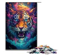 1000 Piece Colorful Colorful Psychedelic Evil Tiger from The Future Jigsaw Puzzle, Fun Jigsaw Puzzle for The Family, Great Gift for Anime Fans 1000 Pieces Adult Gift,