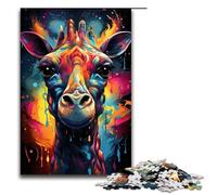 1000 Piece Colorful Colorful Psychedelic Fantasy Giraffe Jigsaw Puzzle, Fun Jigsaw Puzzle for The Family, Great Gift for Anime Fans 1000 Pieces Adult Gift,