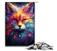 1000 Piece Colorful Colorful Psychedelic Galaxy Fox Jigsaw Puzzle, Fun Jigsaw Puzzle for The Family, Great Gift for Anime Fans 1000 Pieces Adult Gift,