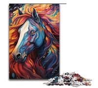1000 Piece Colorful Colorful Psychedelic Rainbow Horse Jigsaw Puzzle Fun Jigsaw Puzzle for The Family Great Gift for Anime Fans 1000 Pieces Adult Gift