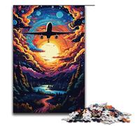 1000 Piece Colorful Colorful Psychedelic Sky Plane Jigsaw Puzzle Fun Jigsaw Puzzle for The Family Great Gift for Anime Fans 1000 Pieces Adult Gift
