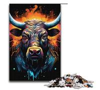 1000 Piece Colorful Colorful Psychedelic Soul Animal Cow Jigsaw Puzzle Fun Jigsaw Puzzle for The Family Great Gift for Anime Fans 1000 Pieces Adult Gift