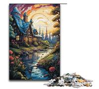 1000 Piece Colorful Colorful Psychedelic Summer House Jigsaw Puzzle Fun Jigsaw Puzzle for The Family Great Gift for Anime Fans 1000 Pieces Adult Gift