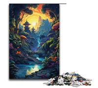 1000 Piece Colorful Colorful Psychedelic Sunset Jungle Jigsaw Puzzle Fun Jigsaw Puzzle for The Family Great Gift for Anime Fans 1000 Pieces Adult Gift