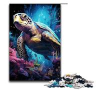 1000 Piece Colorful Colorful Psychedelic Turtles Jigsaw Puzzle Fun Jigsaw Puzzle for The Family Great Gift for Anime Fans 1000 Pieces Adult Gift