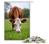 1000 Piece Colorful Cow Eating Grass Jigsaw Puzzle Fun Jigsaw Puzzle for The Family Great Gift for Anime Fans 1000 Pieces Adult Gift